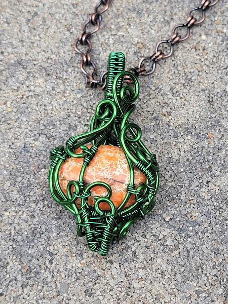 Regalite Pumpkin Pendant in Green Craft Wire