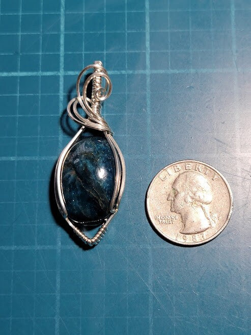 Blue Apatite in Sterling Silver Pendant