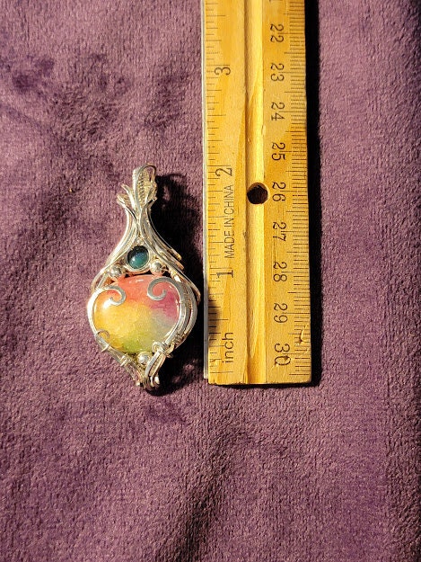 Rainbow Dyed Solar Quartz w/ Smoked Ethiopian Opal in Sterling Silver
