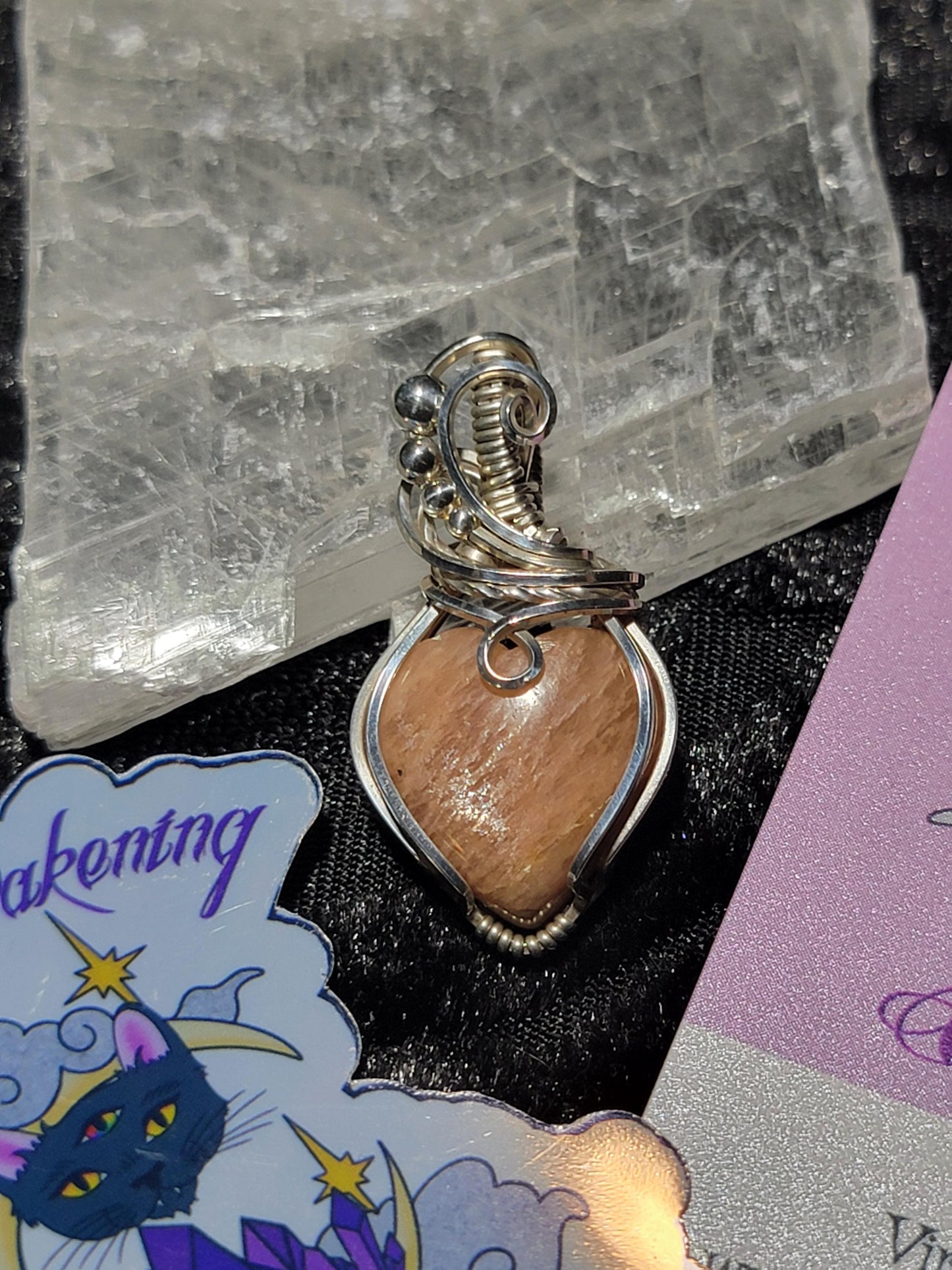 Peach Moonstone Heart in Sterling Silver
