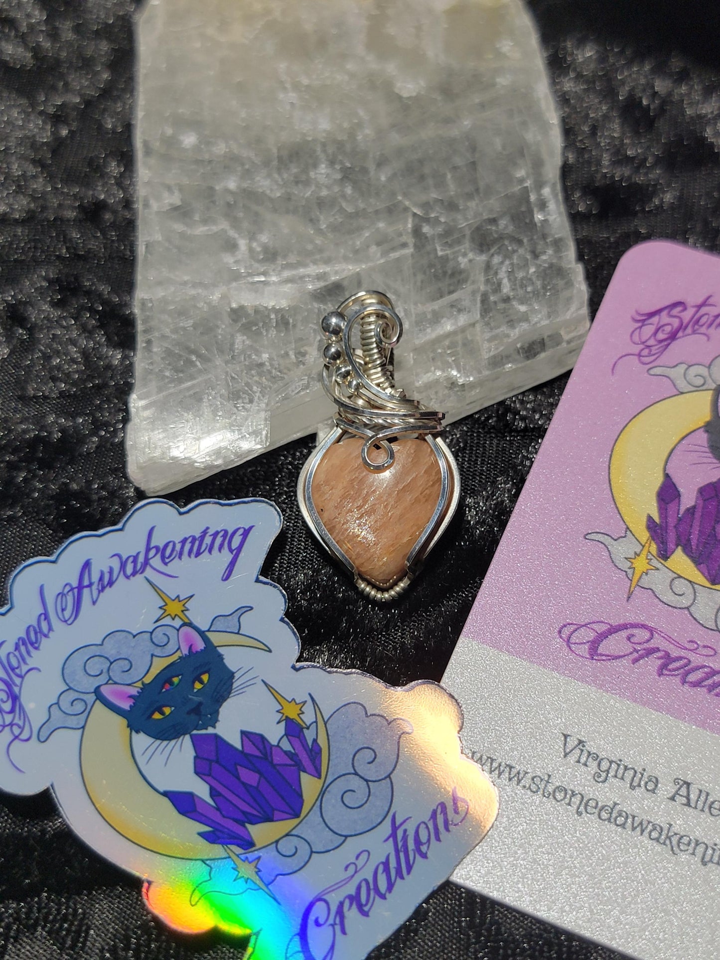 Peach Moonstone Heart in Sterling Silver