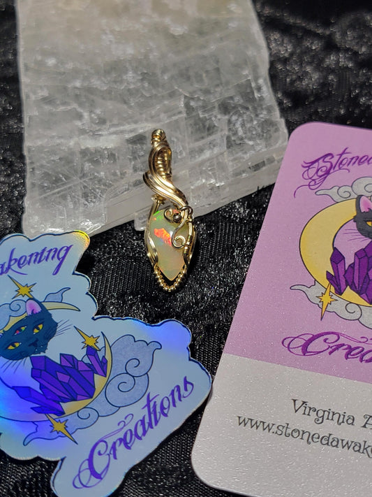 Natural Ethiopian Opal w/ Quarry Inlay in 14k Gold Filled