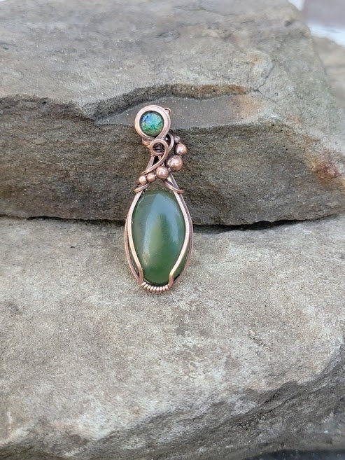 Serpentine w/ Azurmalachite in Antiqued Copper